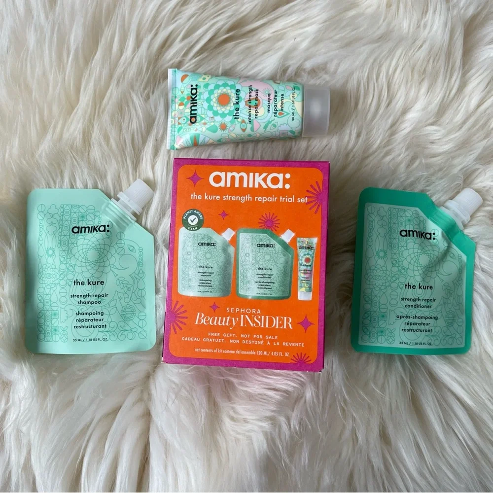 NWT Amika The Kure Strength Repair Trial Set Travel Shampoo Conditioner & Mask